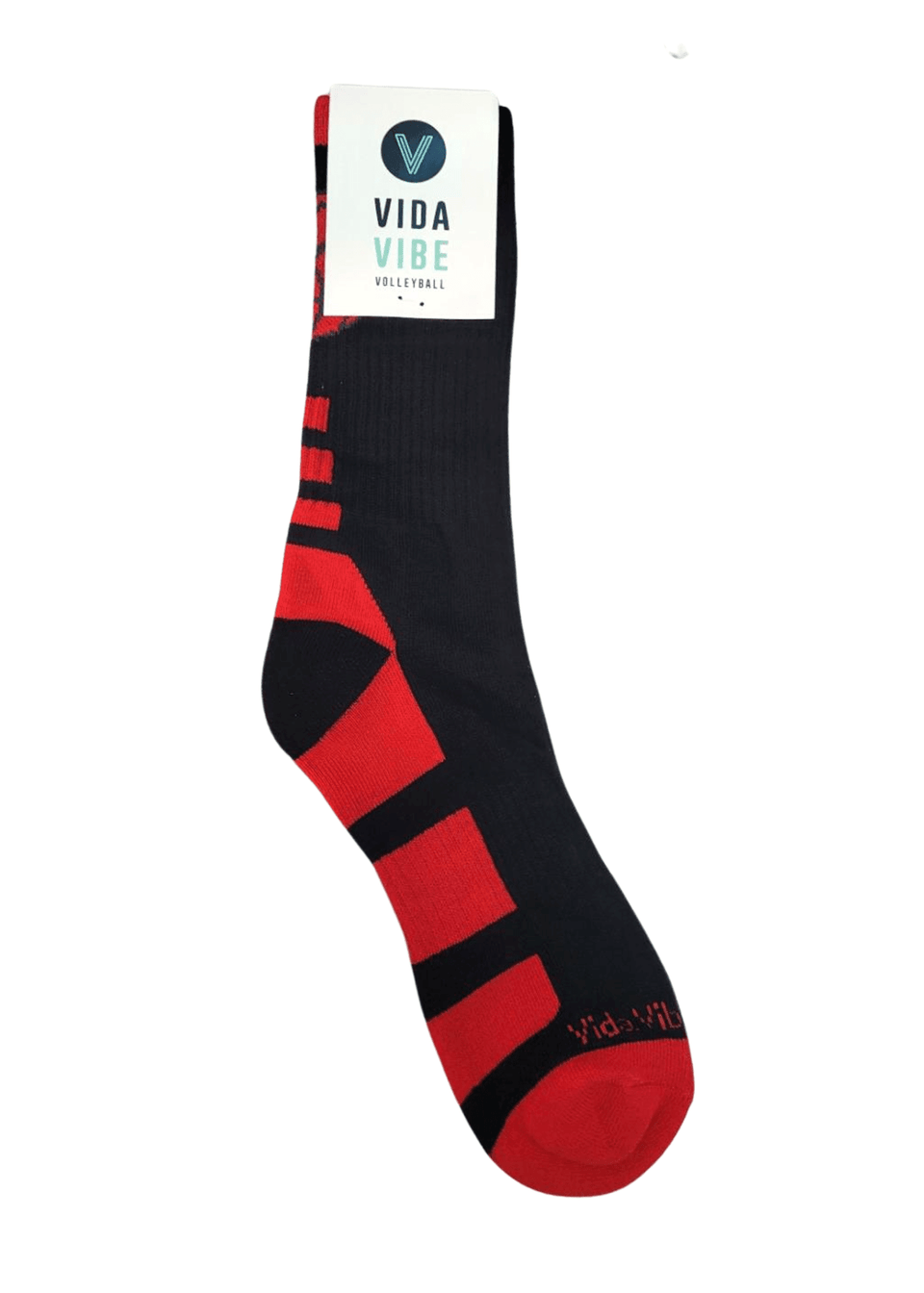 VidaVibe Volleyball Black and Red Mid-Calf Socks - VidaVibe Volleyball